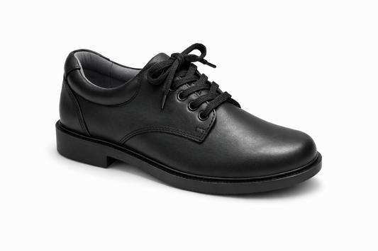 Classic Black Leather Lace-Up School Shoes (Unisex)