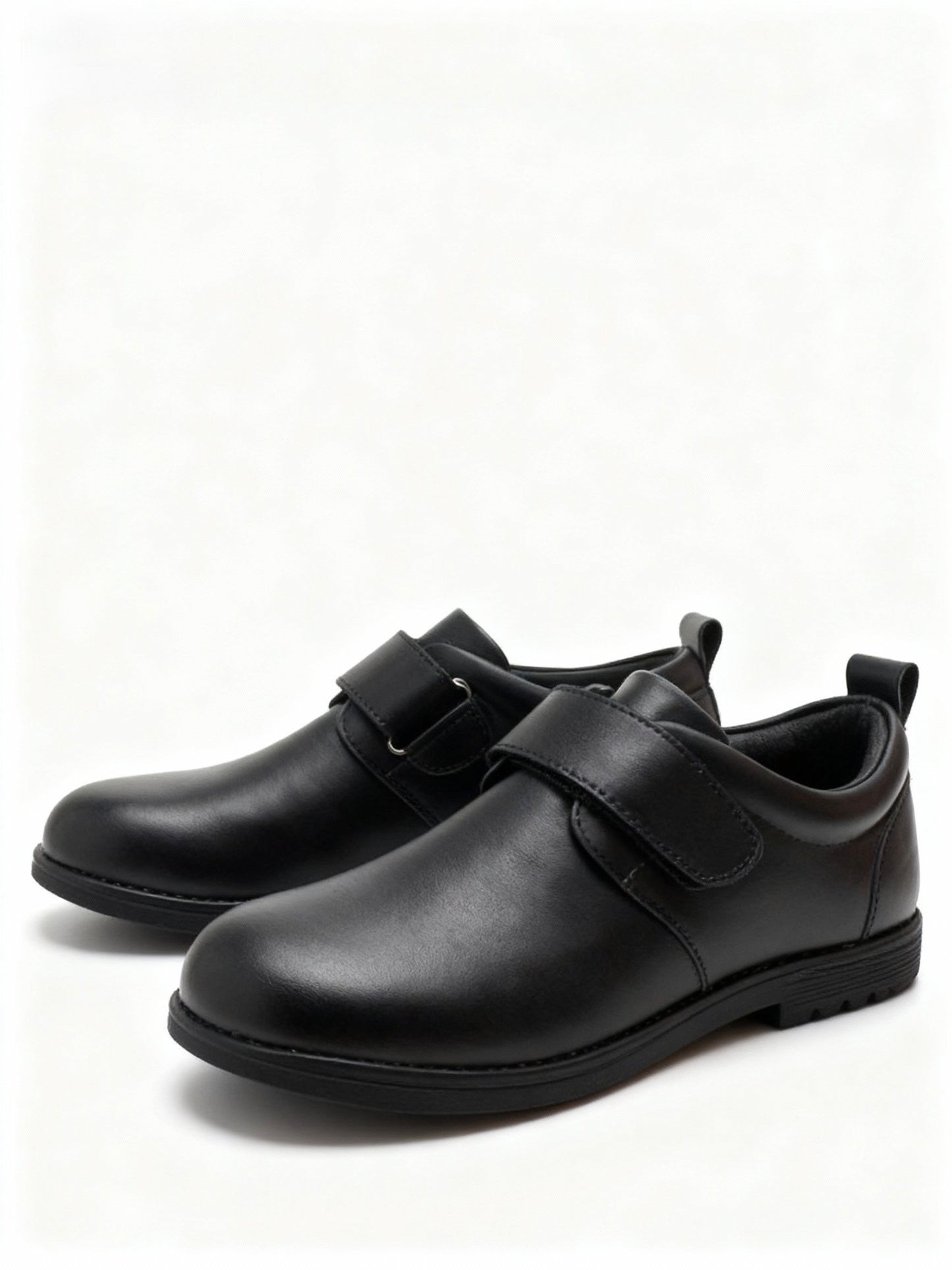 Boys Black Leather School Shoes - Velcro Strap