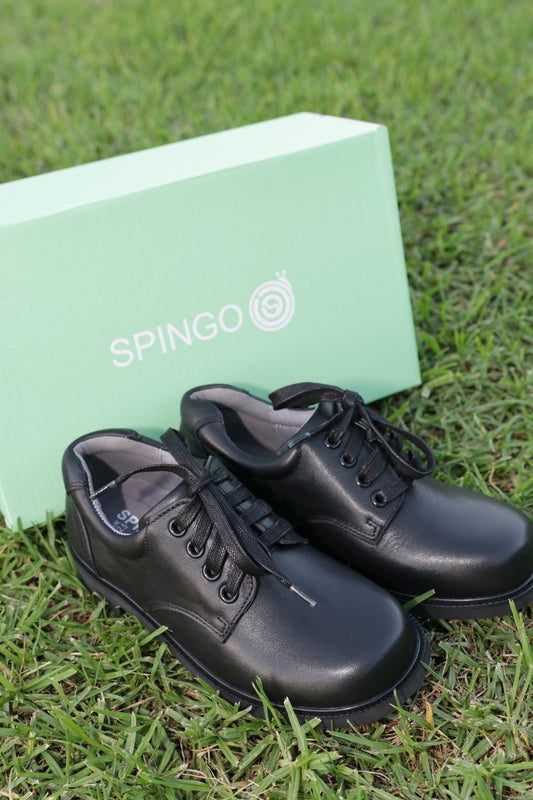 Classic Black Leather Lace-Up School Shoes (Unisex)
