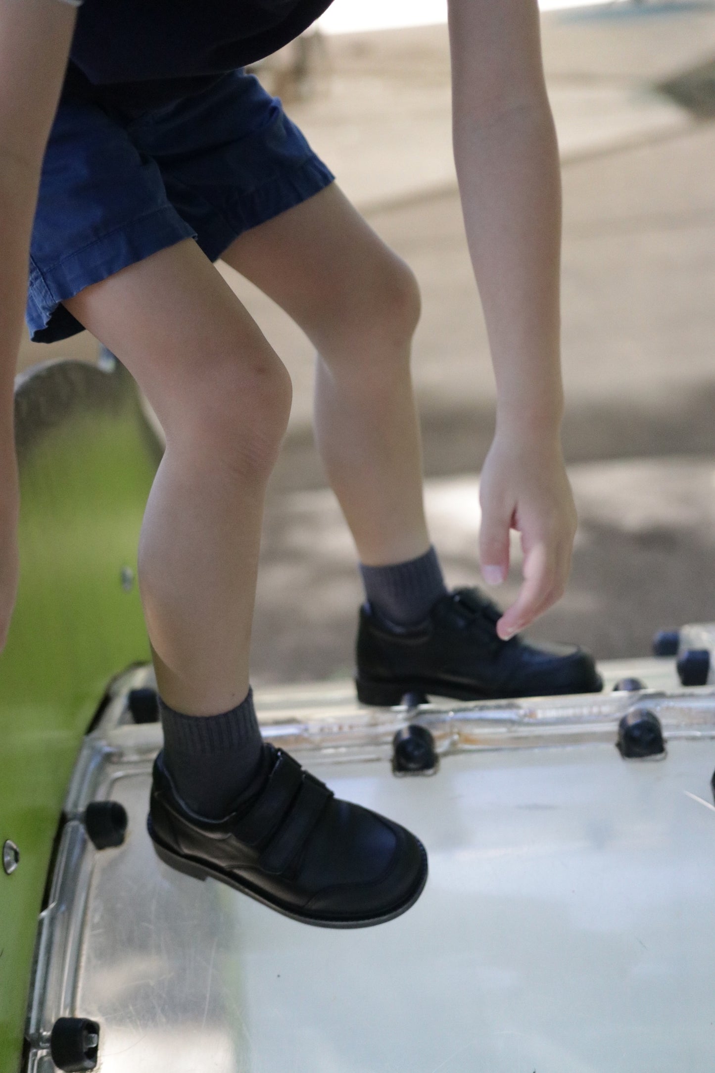 Boys Black Leather School Shoes - Velcro Strap