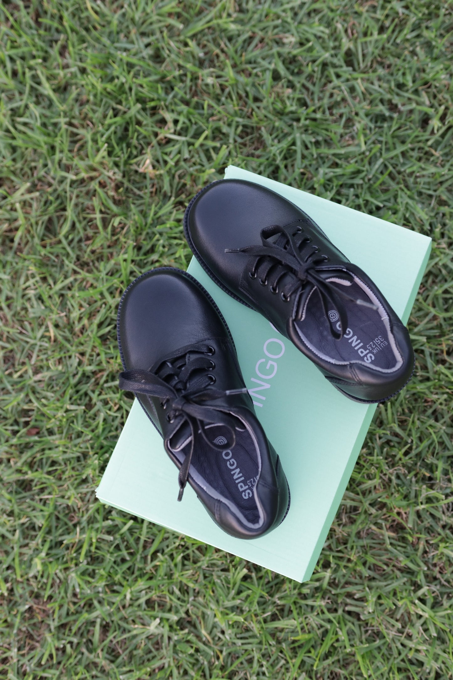 Classic Black Leather Lace-Up School Shoes (Unisex)