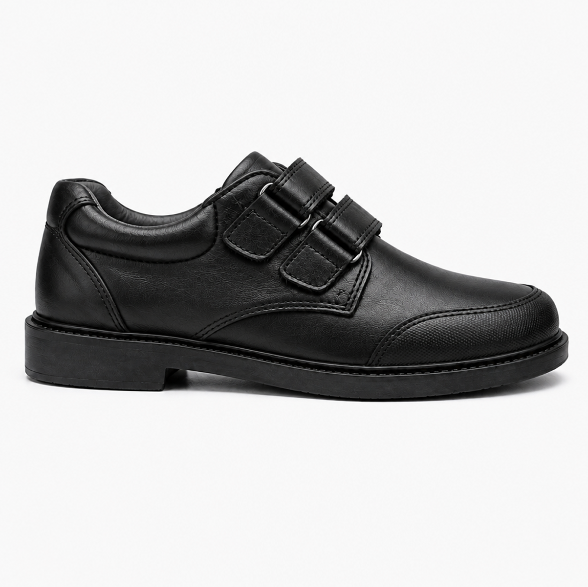 Boys Black Leather School Shoes - Velcro Strap