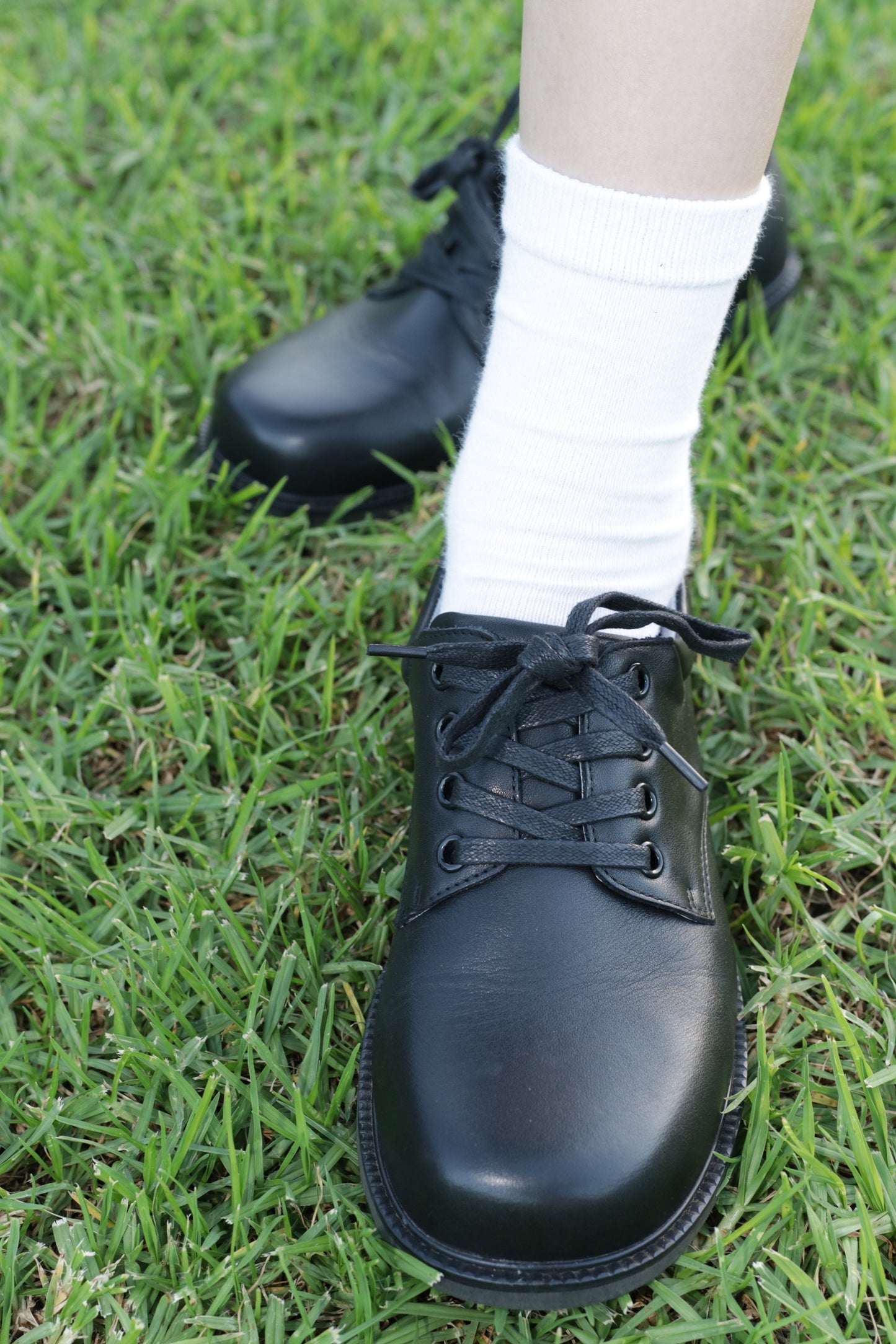 Classic Black Leather Lace-Up School Shoes (Unisex)