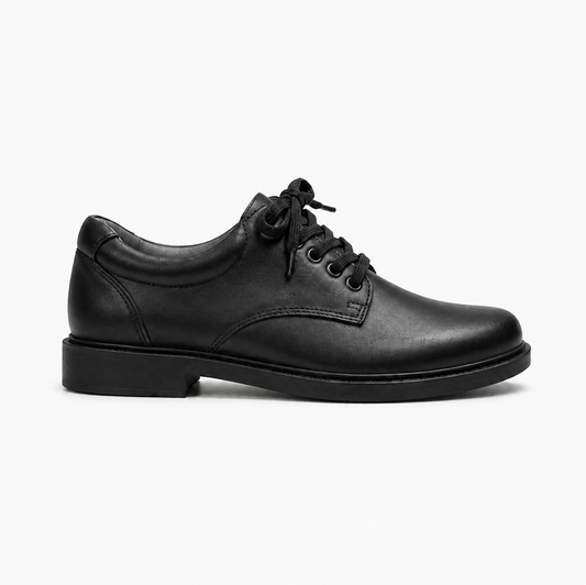 Classic Black Leather Lace-Up School Shoes (Unisex)