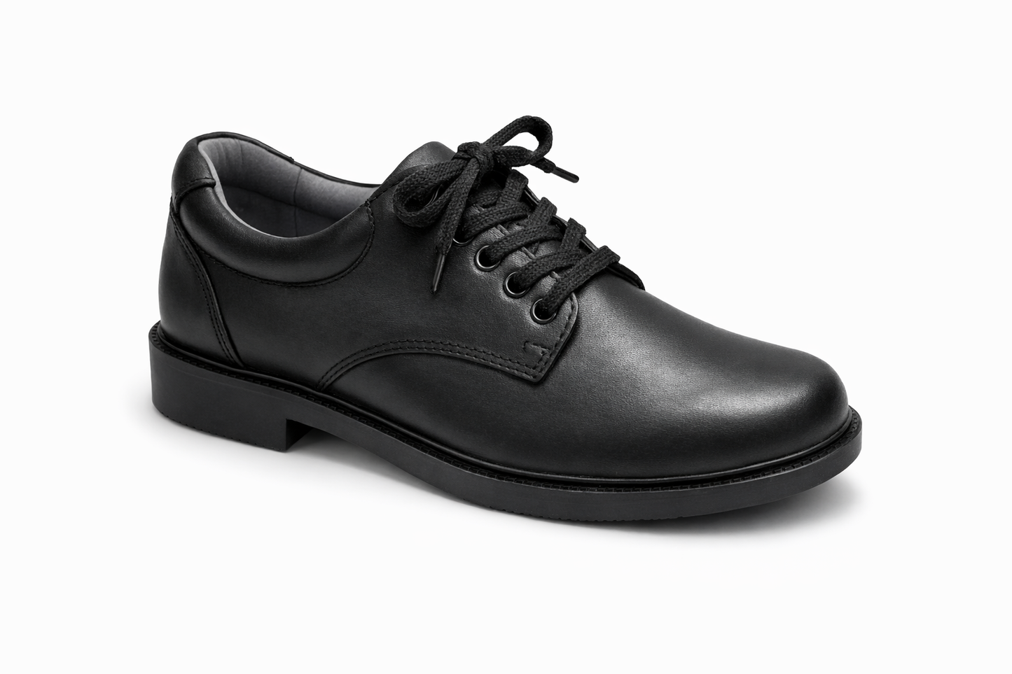Classic Black Leather Lace-Up School Shoes (Unisex)