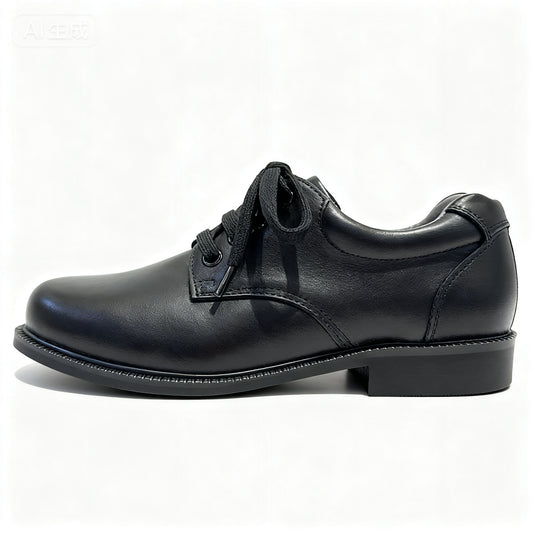 Classic Black Leather Lace-Up School Shoes (Unisex)