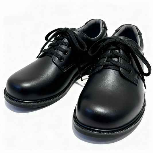 Classic Black Leather Lace-Up School Shoes (Unisex)