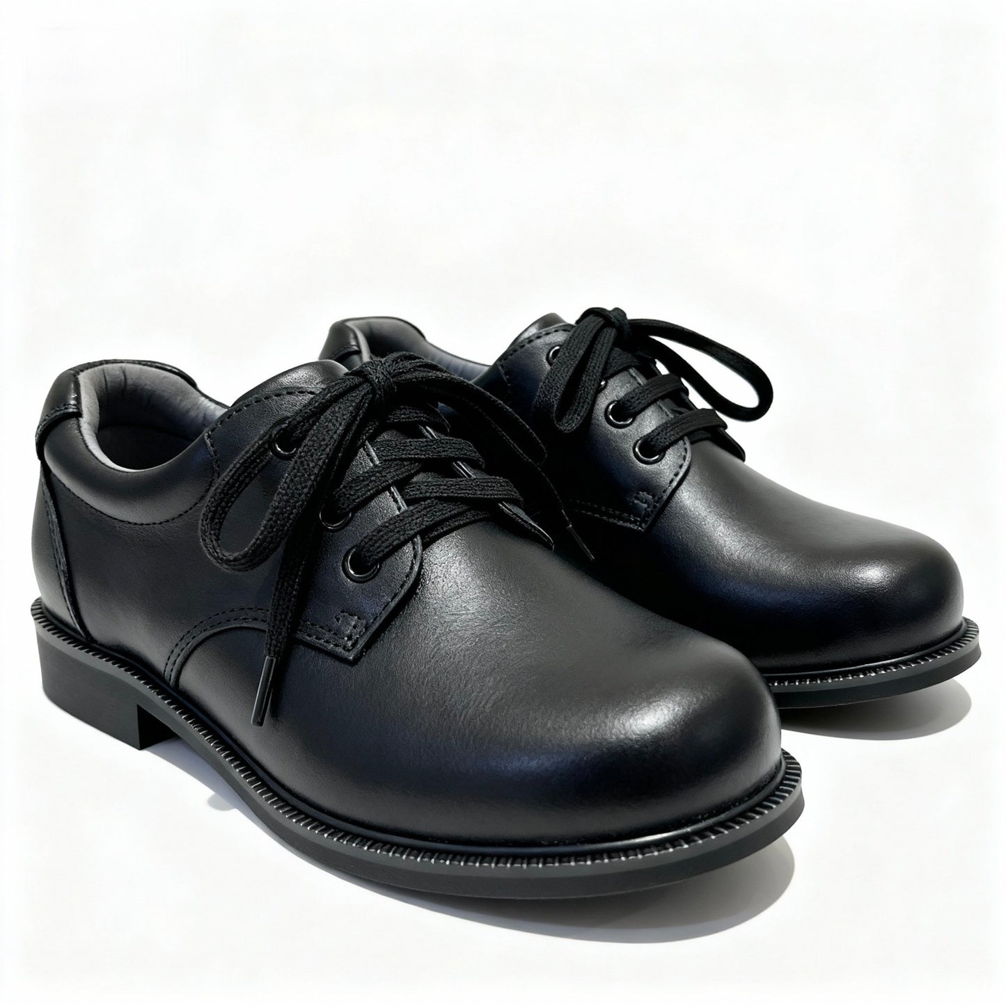 Classic Black Leather Lace-Up School Shoes (Unisex)