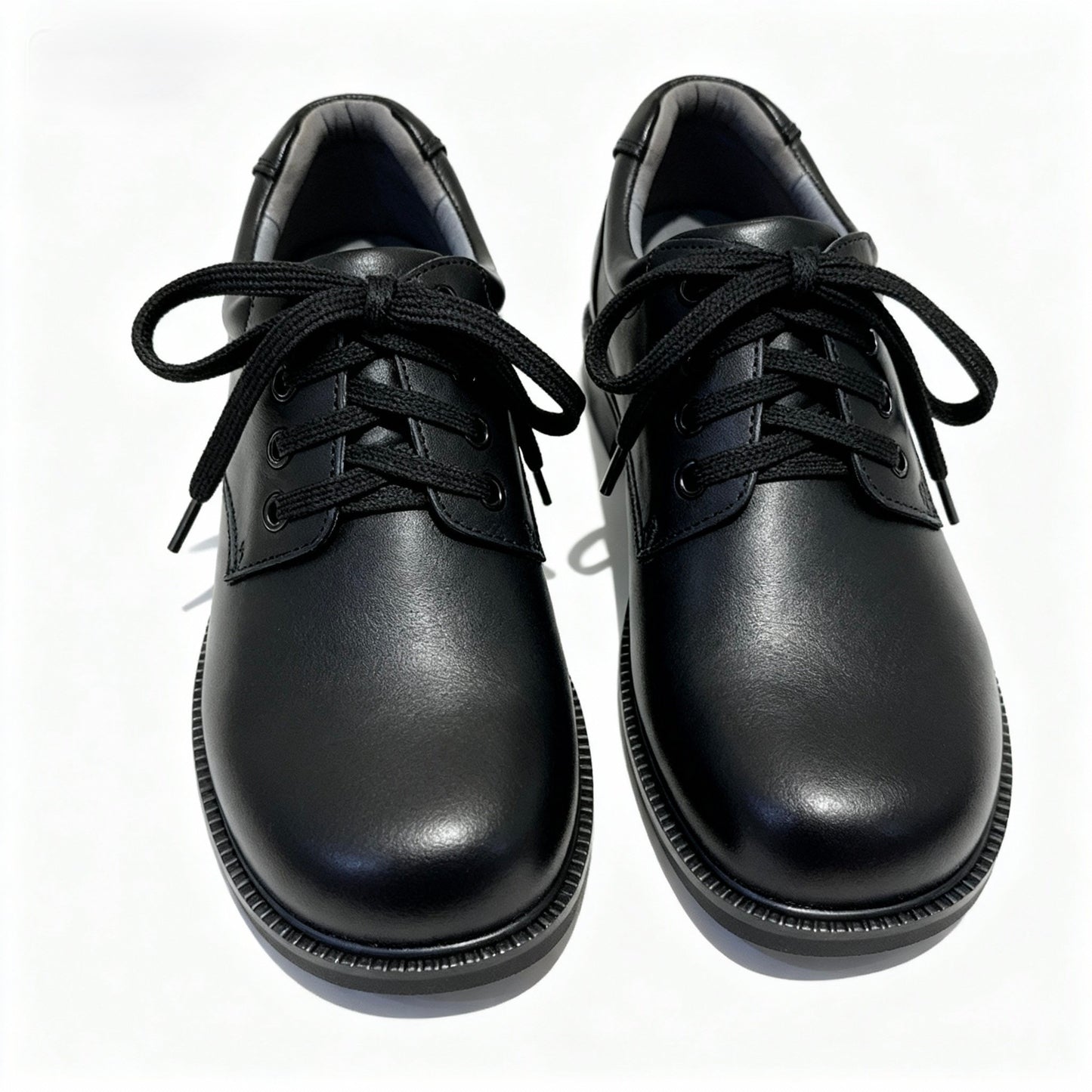 Classic Black Leather Lace-Up School Shoes (Unisex)