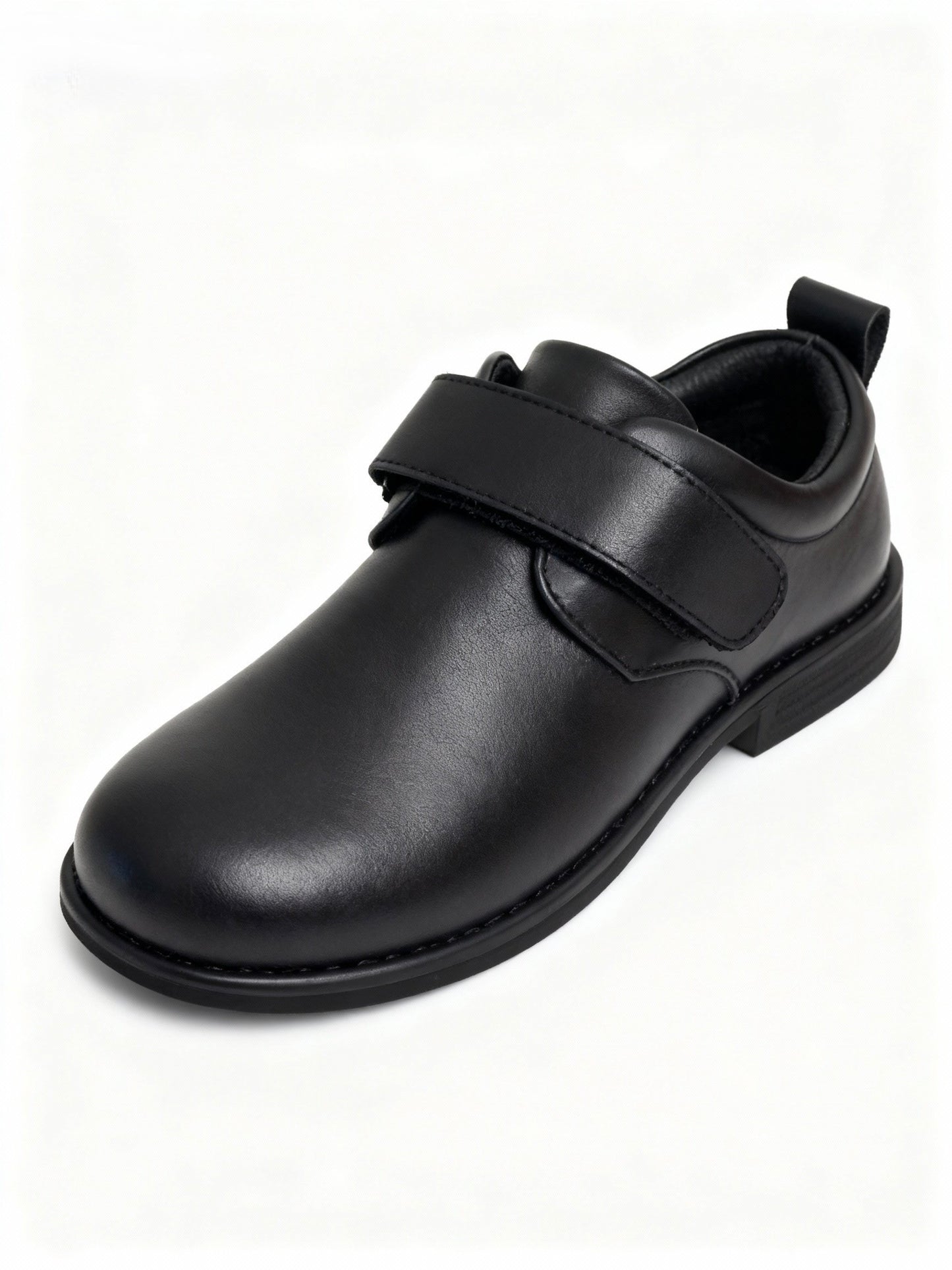 Boys Black Leather School Shoes - Velcro Strap